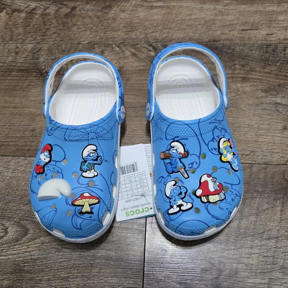 New Crocs  Kids Blue Smurfs Little Girls 12